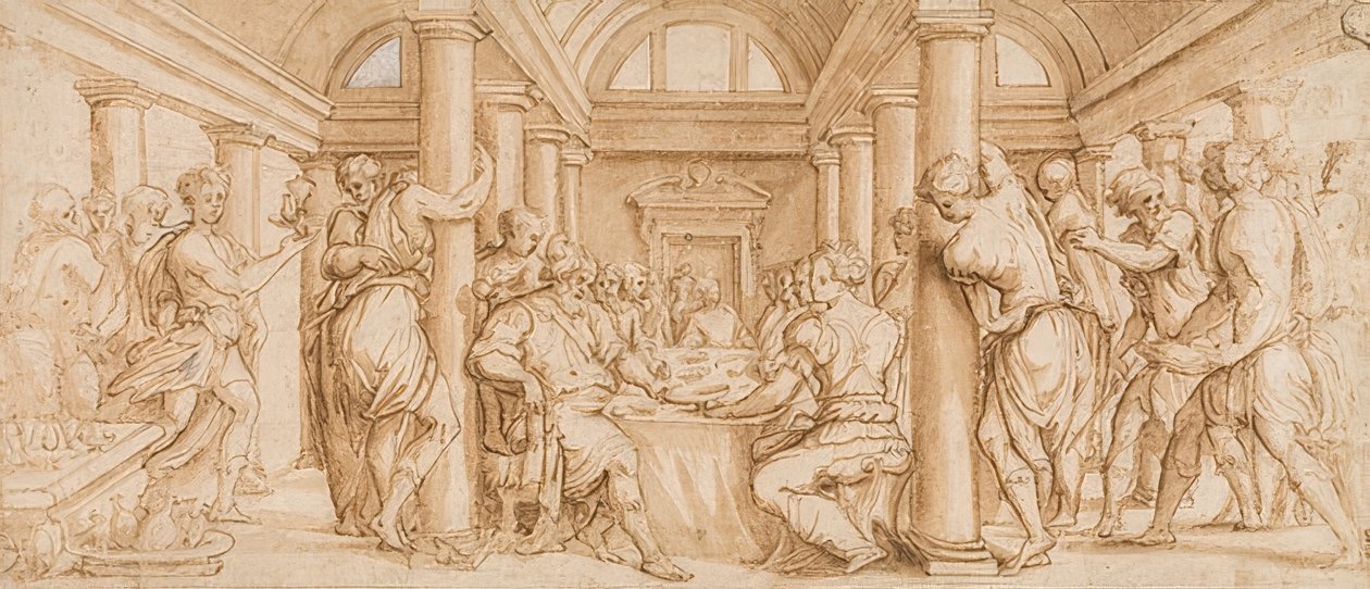 Esters och Ahasveros bröllopsfest av Giorgio Vasari
