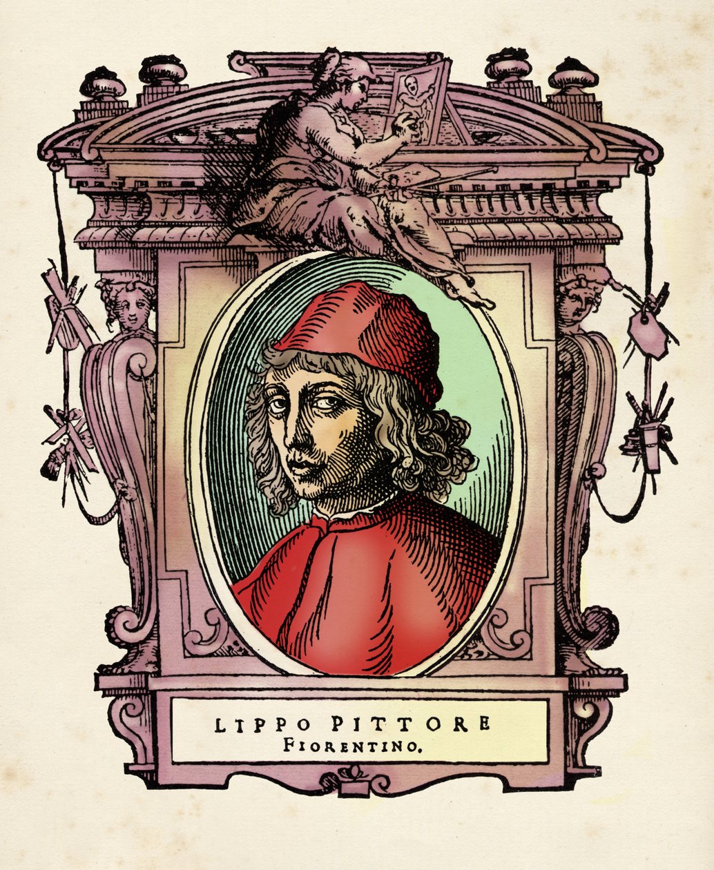Porträtt av Lippo di Benivieni (1200-1300-talet) Gravyr från "The Lives" av Giorgio Vasari (1511-1574) 1568 av Giorgio Vasari