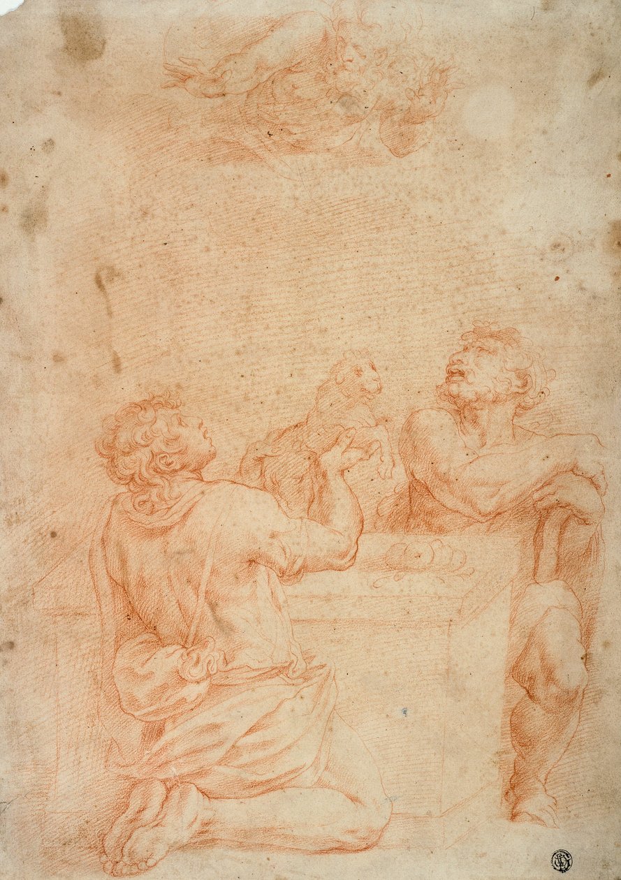 Kains och Abels offer, med Gud Fadern ovan av Giorgio Vasari