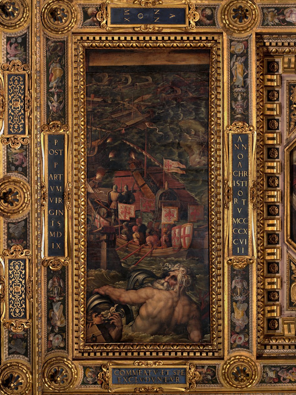Sjöstrid mellan florentinare och pisaner av Giorgio Vasari