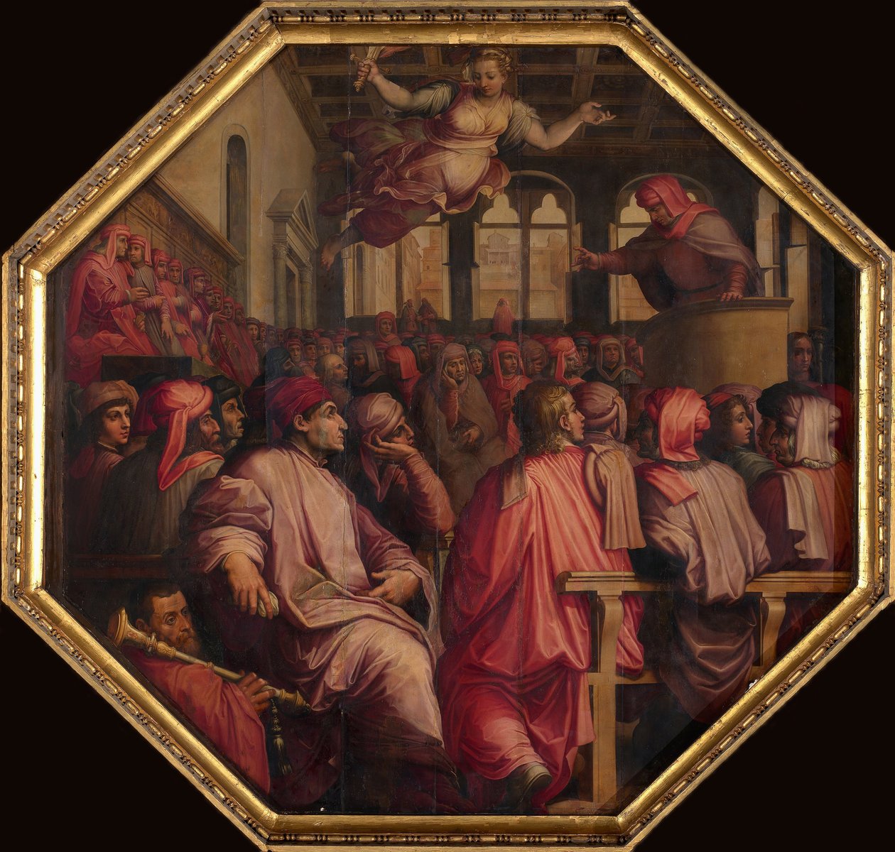 Tal av Antonio Giacomini för kriget mot Pisa i Sala dei Duecento, 1563-1565 av Giorgio Vasari