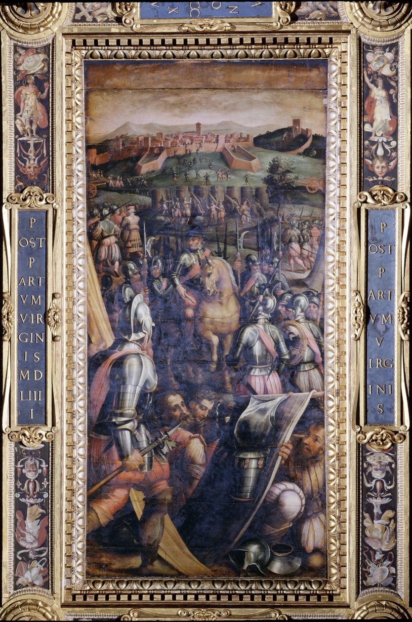 Capture of Casole från taket på Salone dei Cinquecento, 1565 (panel) av Giorgio Vasari