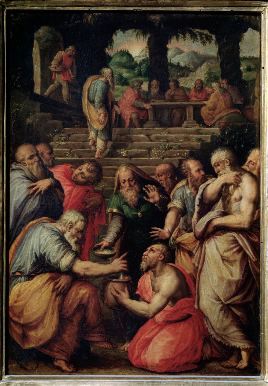 Profeten Elisha - olja på panel, ca 1566 av Giorgio Vasari