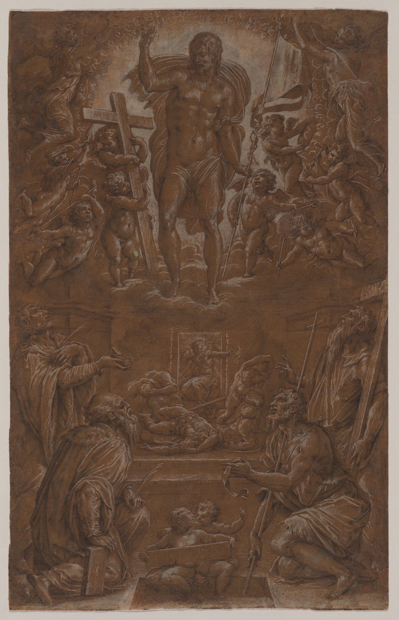 Den uppståndne Kristus älskad av heliga och änglar, 1566-1568. av Giorgio Vasari