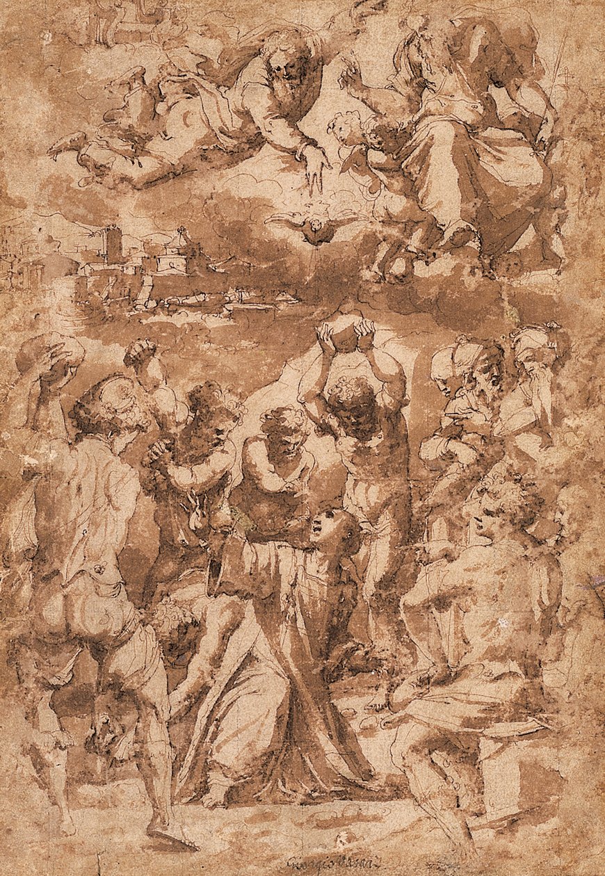 Steningen av St. Stefan, med treenigheten ovanför av Giorgio Vasari
