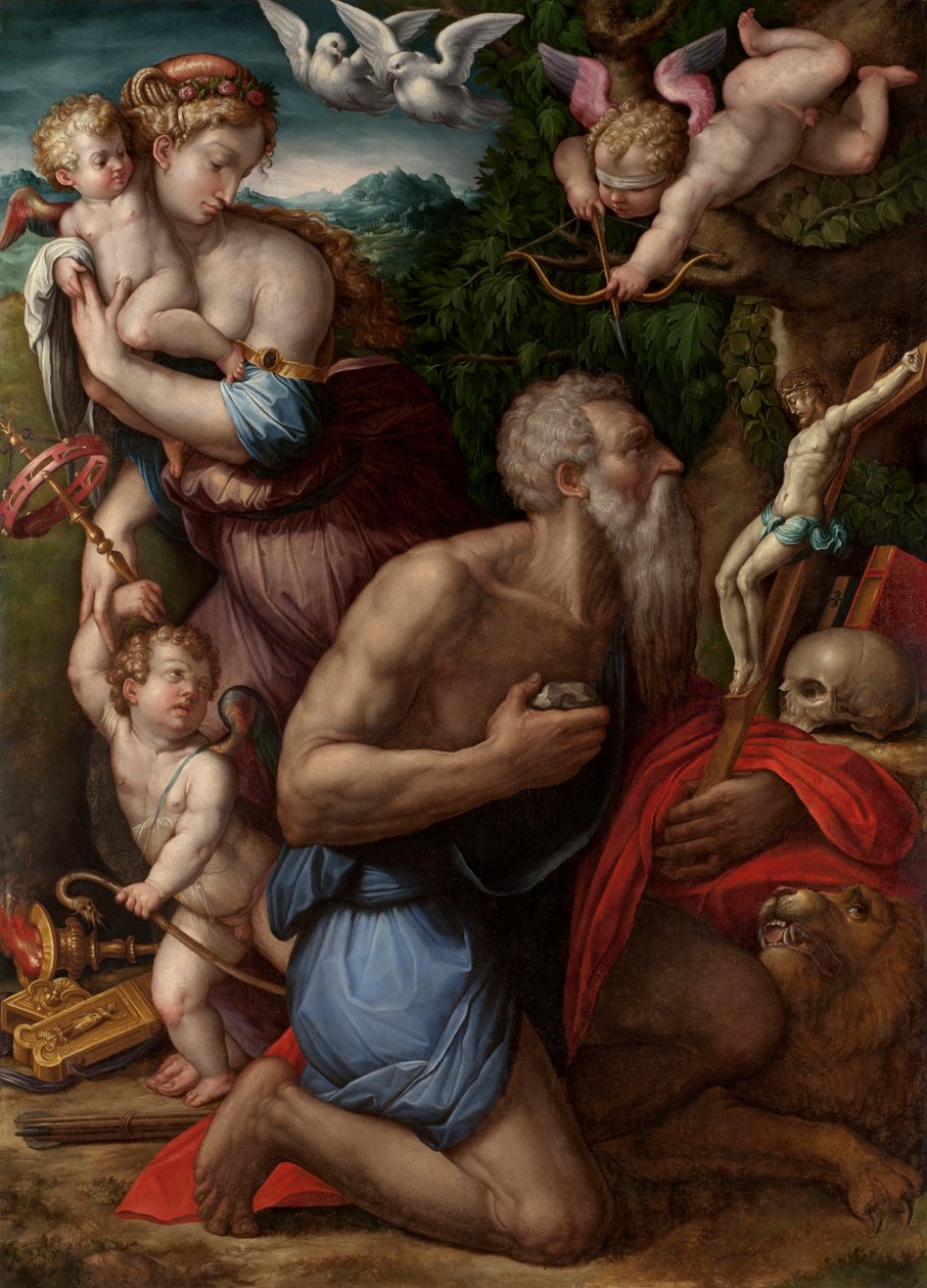 Den helige Hieronymus frestelse. av Giorgio Vasari