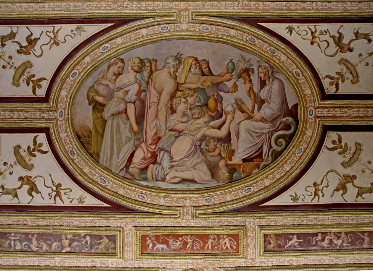 Myten om Ceres, detalj av Altoviti-taket, fresk från 1553 av Giorgio Vasari