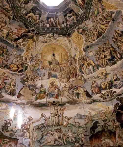 The Last Judgement, detalj från kupolen i Duomo av Giorgio and Zuccari Federico  Vasari