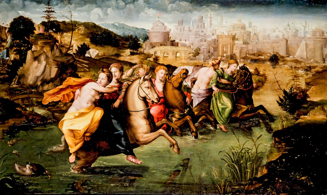 Att korsa Tibern (målning) av Giorgio di (1500 1559) Giovanni