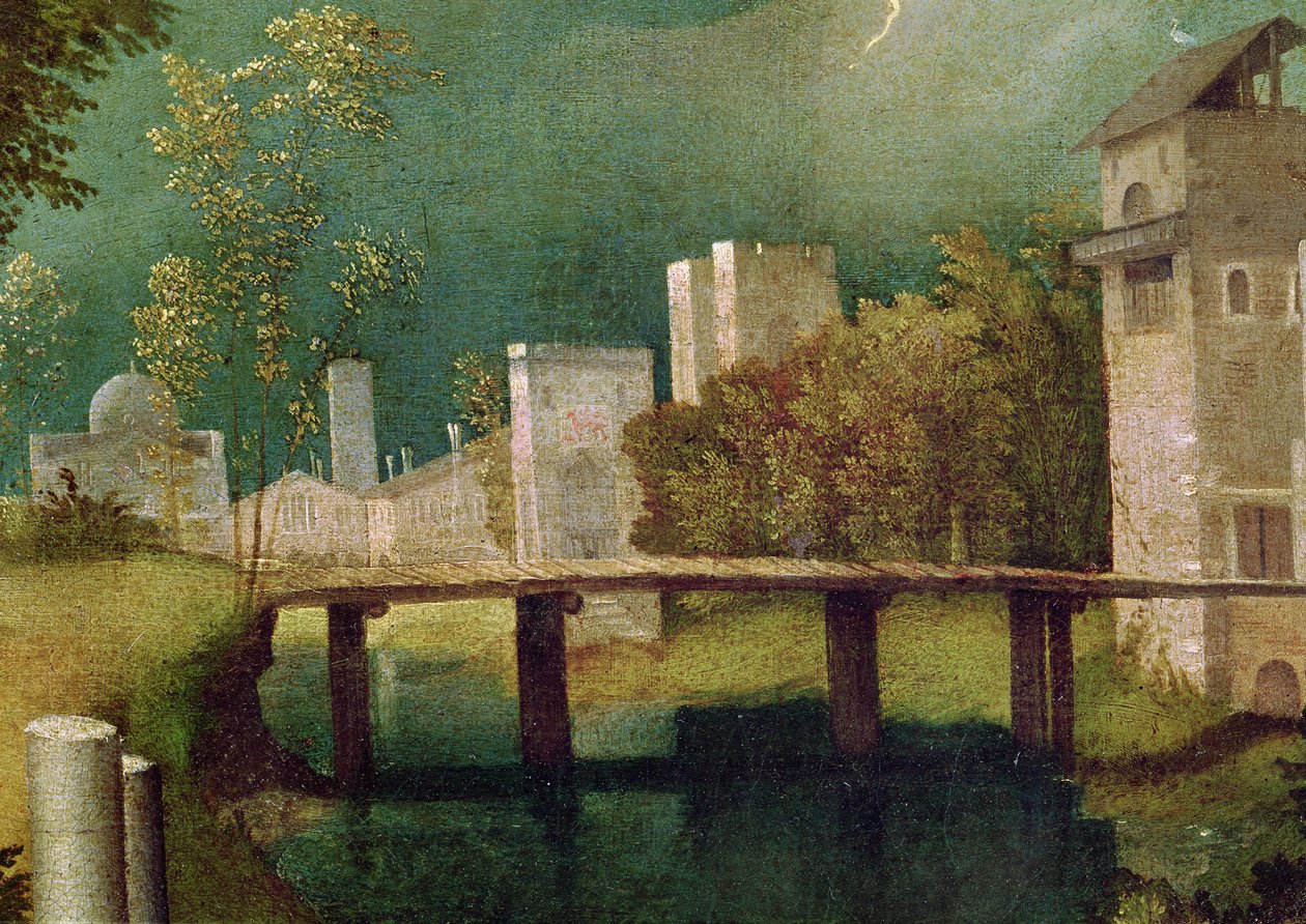 Stadslandskap, detalj av The Tempest (detalj av 603) av Giorgione da Castelfranco