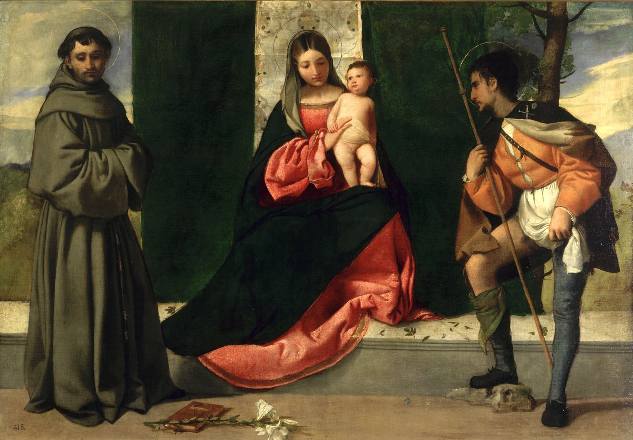 Jungfru och barn med St. Anthony av Padua och St. Rocco av Giorgione da Castelfranco
