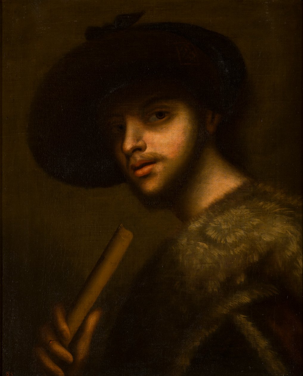 Porträtt av en man med pipa eller flöjt, ca 1497-1510 (olja på duk) av Giorgione
