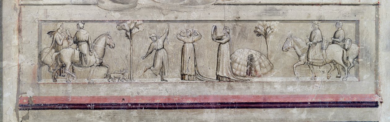 Allegory of Justice, detalj av frisen, c.1305 freskdetalj av 102748 av Giotto di Bondone