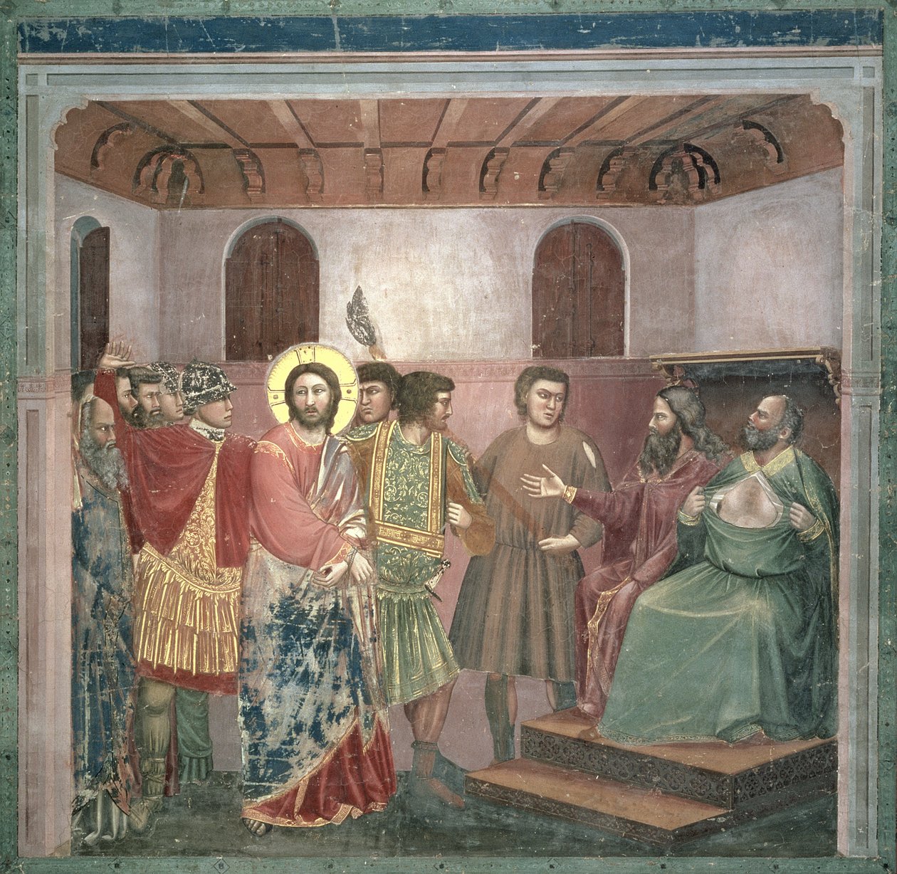 Kristus inför Kajafas, ca 1305 av Giotto di Bondone