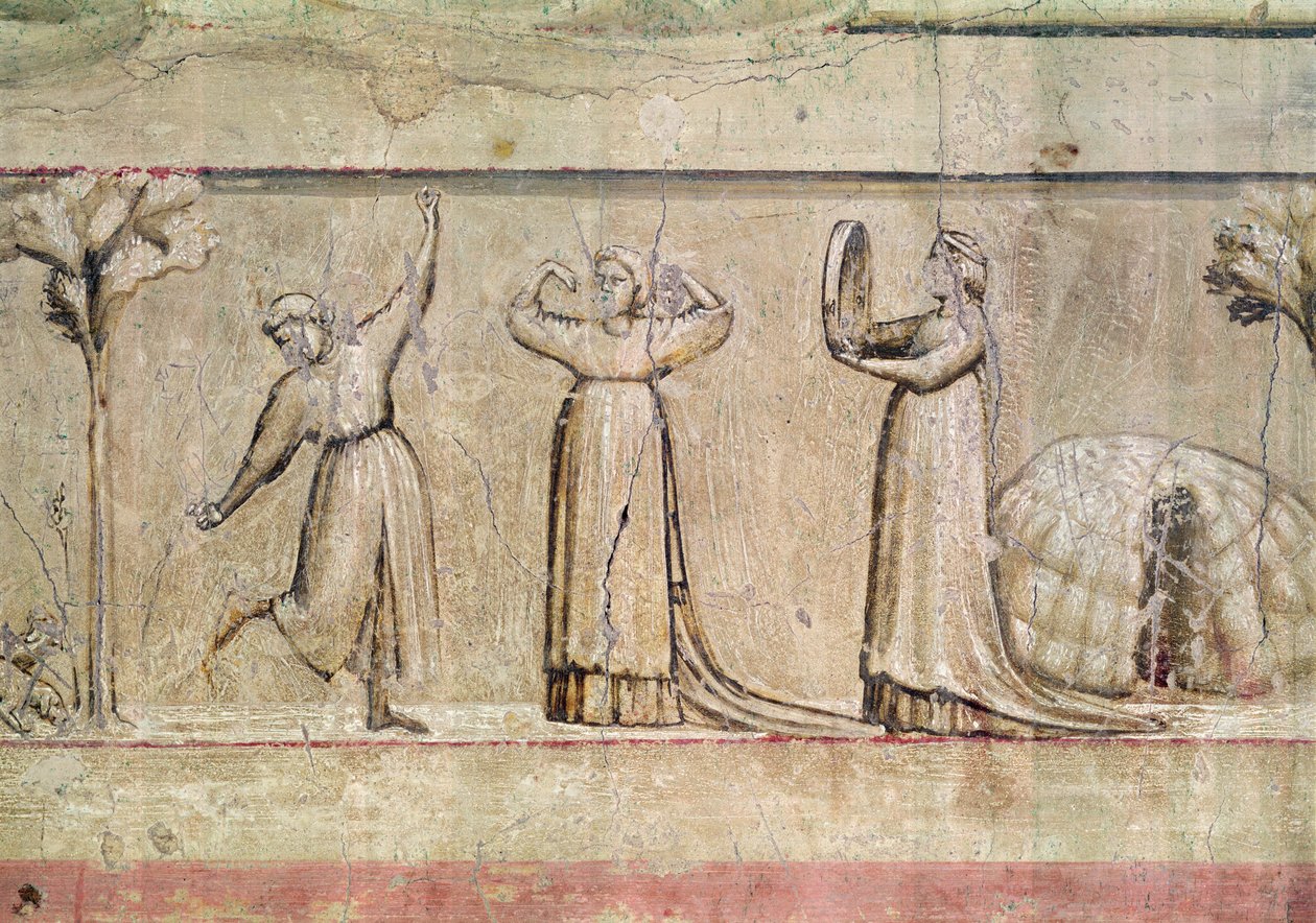 Rättvisa, detalj om dansarna, 1303-05 (se även 102748) av Giotto di Bondone