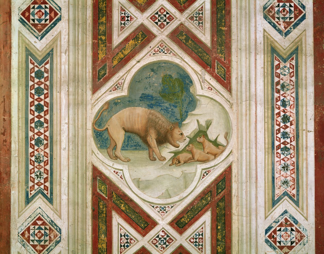 Lejon med sina ungar, c.1305 av Giotto di Bondone