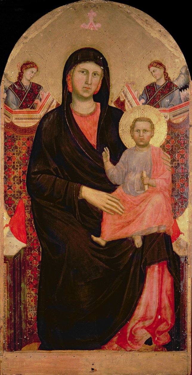 Madonna och barn med tron (altaruppsats) av Giotto di Bondone