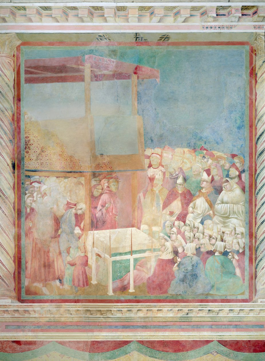 Påven Gregorius IX kanoniserar den helige Franciskus 1228, 1297-99 av Giotto di Bondone
