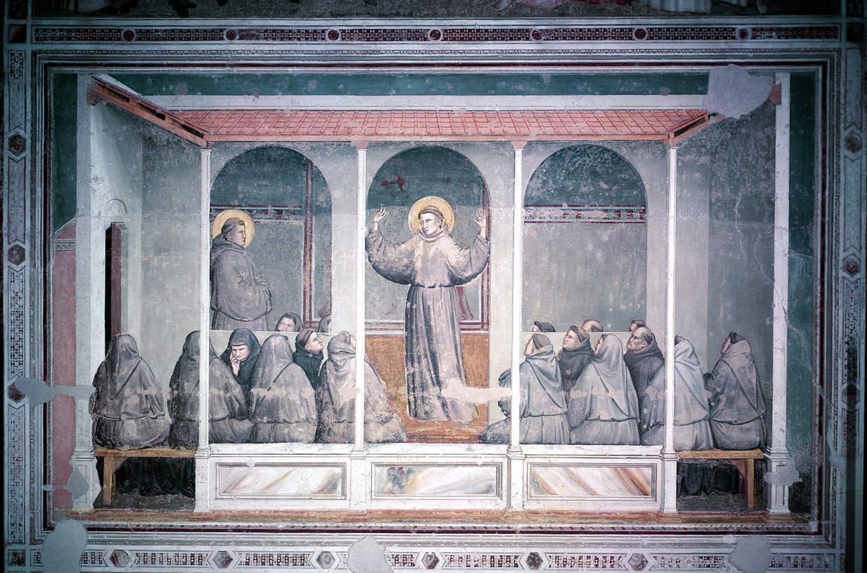 St Francis visar sig för St. Anthony i Arles, från Bardi Chapel, ca 1320 av Giotto di Bondone