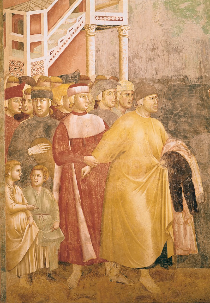St Francis avsäger sig alla världsliga gods, detalj av Pietro di Bernardone, 1297-99 av Giotto di Bondone