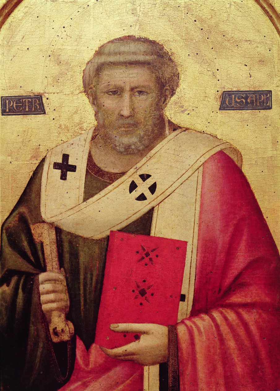 S:t Petrus, högra panelen i Badia-altaruppsatsen, ca 1301 (tempera på panel) (detalj av 50341) av Giotto di Bondone
