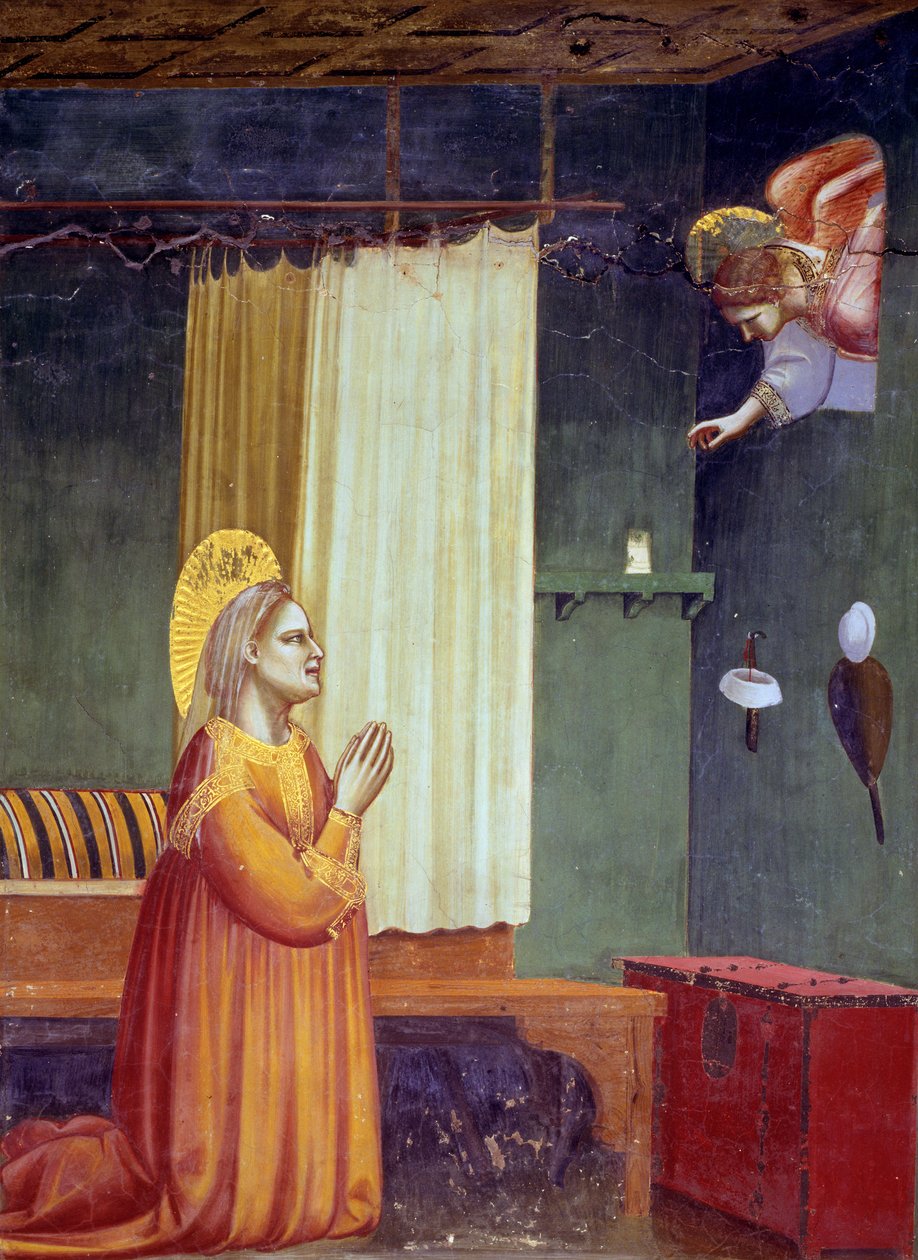 Bebådelsen till St. Anne, ca 1305 freskdetalj av 65226 av Giotto di Bondone