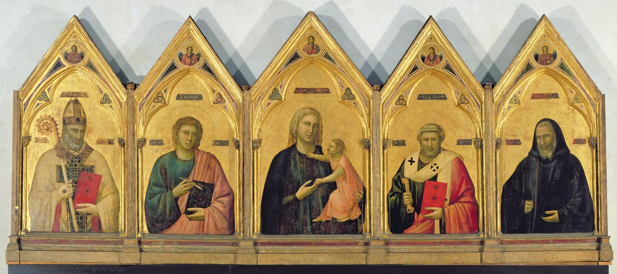 Badia-altartavlan med Madonna och heliga, ca 1301 (tempera på panel) av Giotto di Bondone