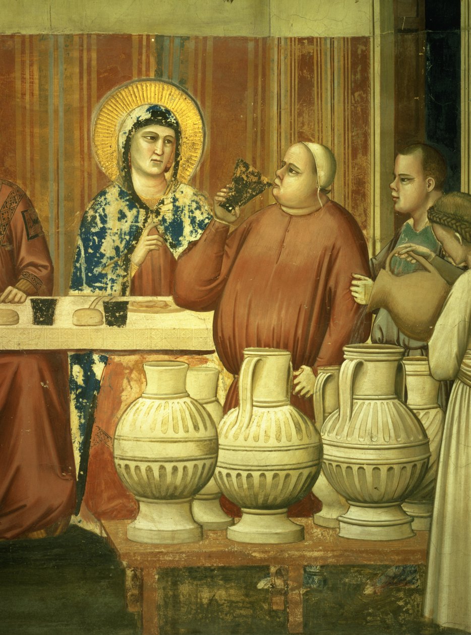 The Marriage at Cana, detalj av vinprovarna, c.1305 freskdetalj av 102736 av Giotto di Bondone