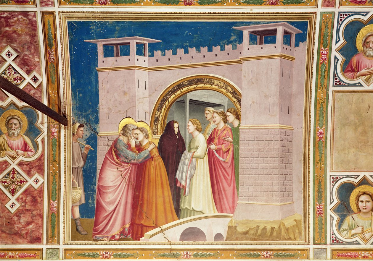 Mötet mellan Joachim och Anne vid Golden Gate, ca 1305 (se även 102740 och 68796) av Giotto di Bondone