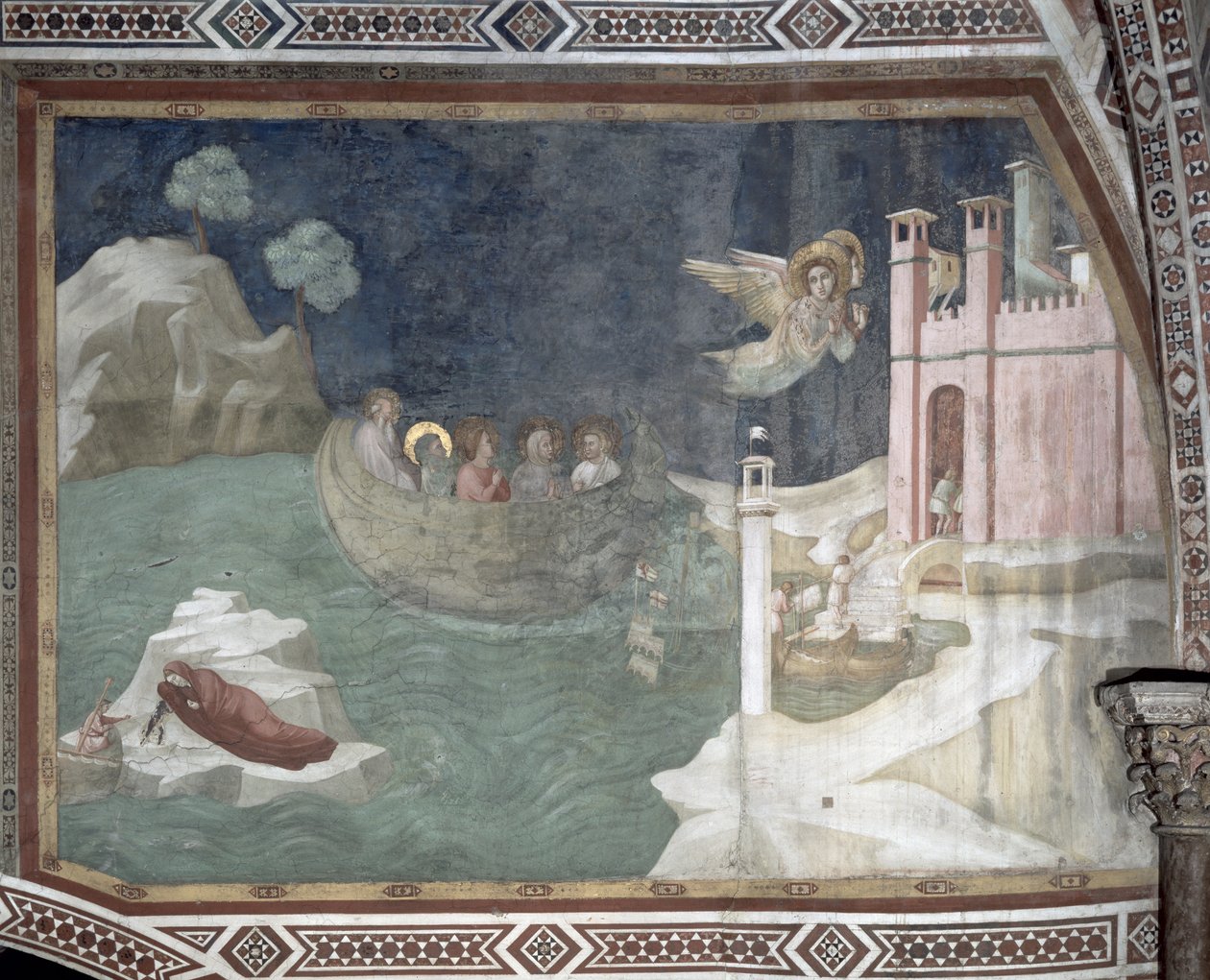 Lazarus og hans søstres mirakuløse ankomst til Marseille, 1320 sverige av Giotto di Bondone