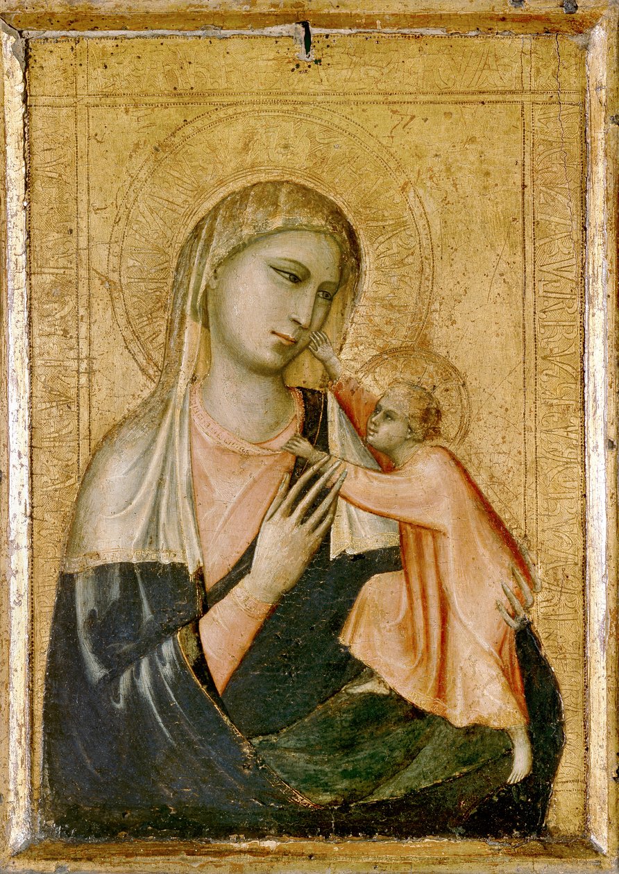 Jungfrun och barnet, 1200-talet (tempera på panel) av Giotto di Bondone