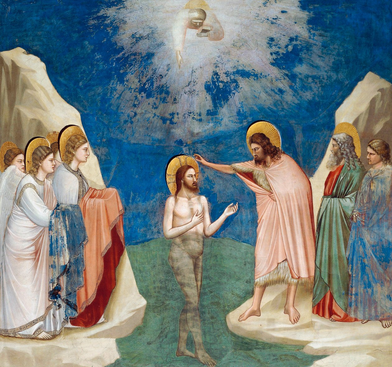 Kristi dop, detalj från Kristi liv och lidande, av Giotto av Giotto (c.1266 1337)