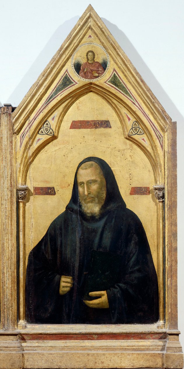 St Benedictus, detalj från Badia Polyptych, ca 1300, av Giotto (1267-1337), tempera på panel, 91x334 cm av Giotto (c.1266 1337)
