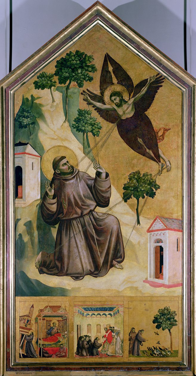 St. Franciskus som tar emot Stigmata, ca 1295-1300 (tempera på panel) av Giotto (c.1266 1337)