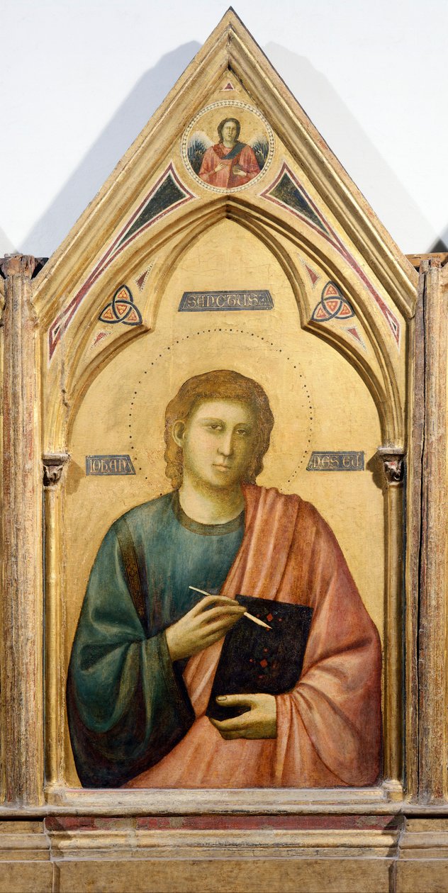 St John Evangelist, detalj från Badia Polyptych, ca 1300, av Giotto (1267-1337), tempera på panel, 91x334 cm av Giotto (c.1266 1337)