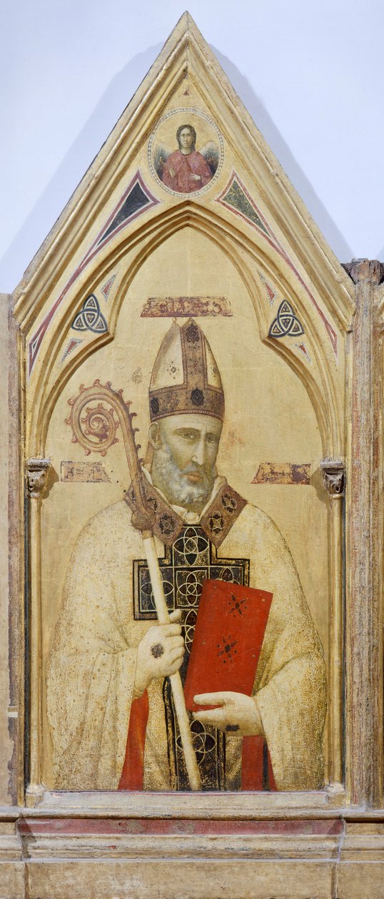 St Nicholas of Bari, detalj från Badia Polyptych, ca 1300, av Giotto (1267-1337), tempera på panel, 91x334 cm av Giotto (c.1266 1337)