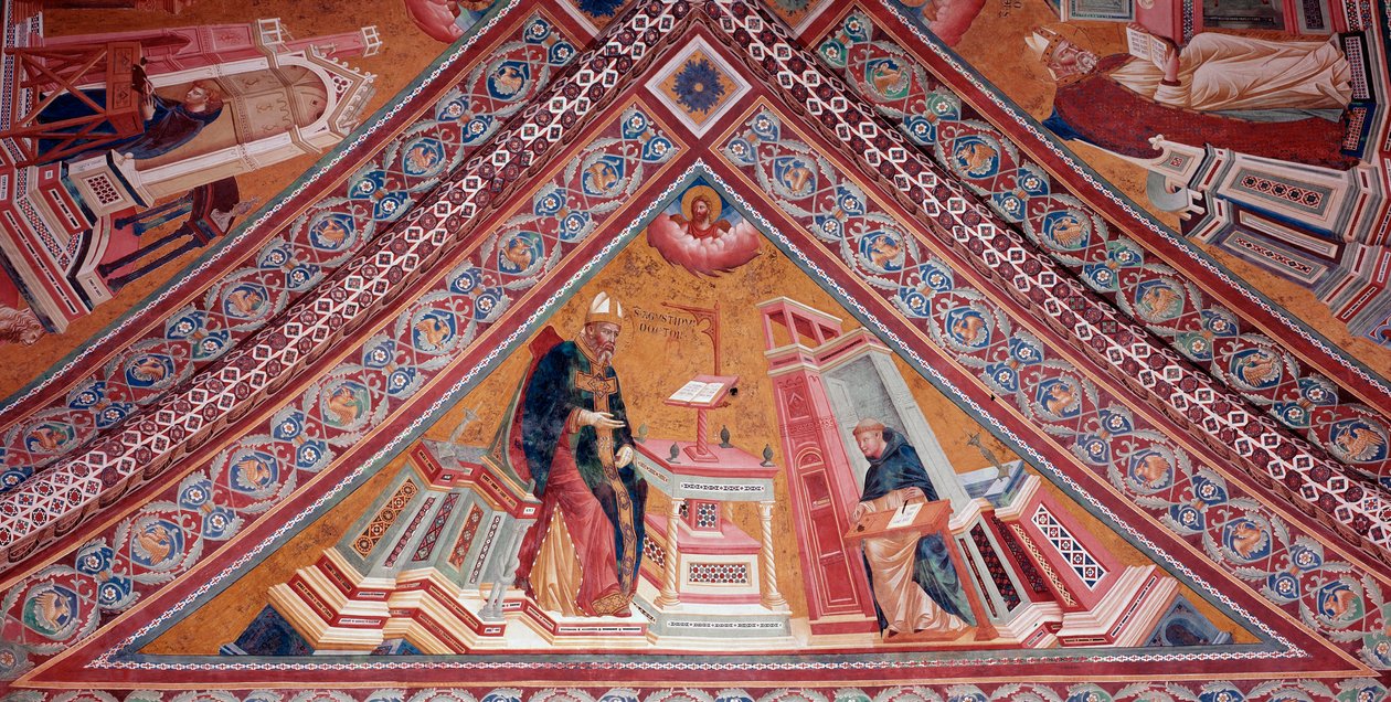 Kyrkans läkare: Saint Augustine of Hippo (fresk av Giotto (c.1266 1337)