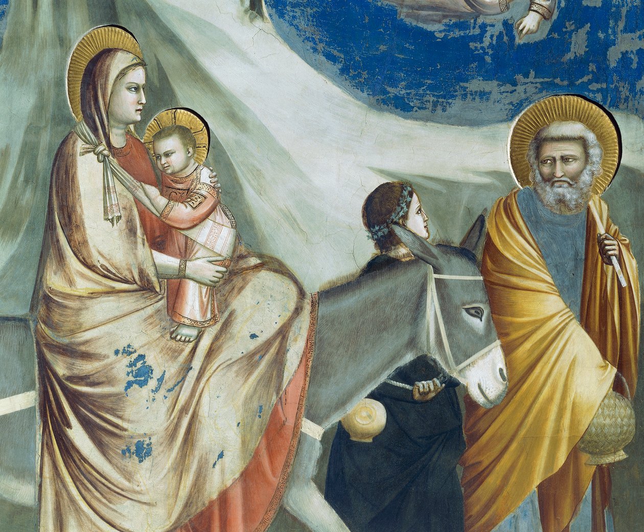 Flygningen till Egypten, detalj från Kristi liv och lidande, av Giotto av Giotto (c.1266 1337)