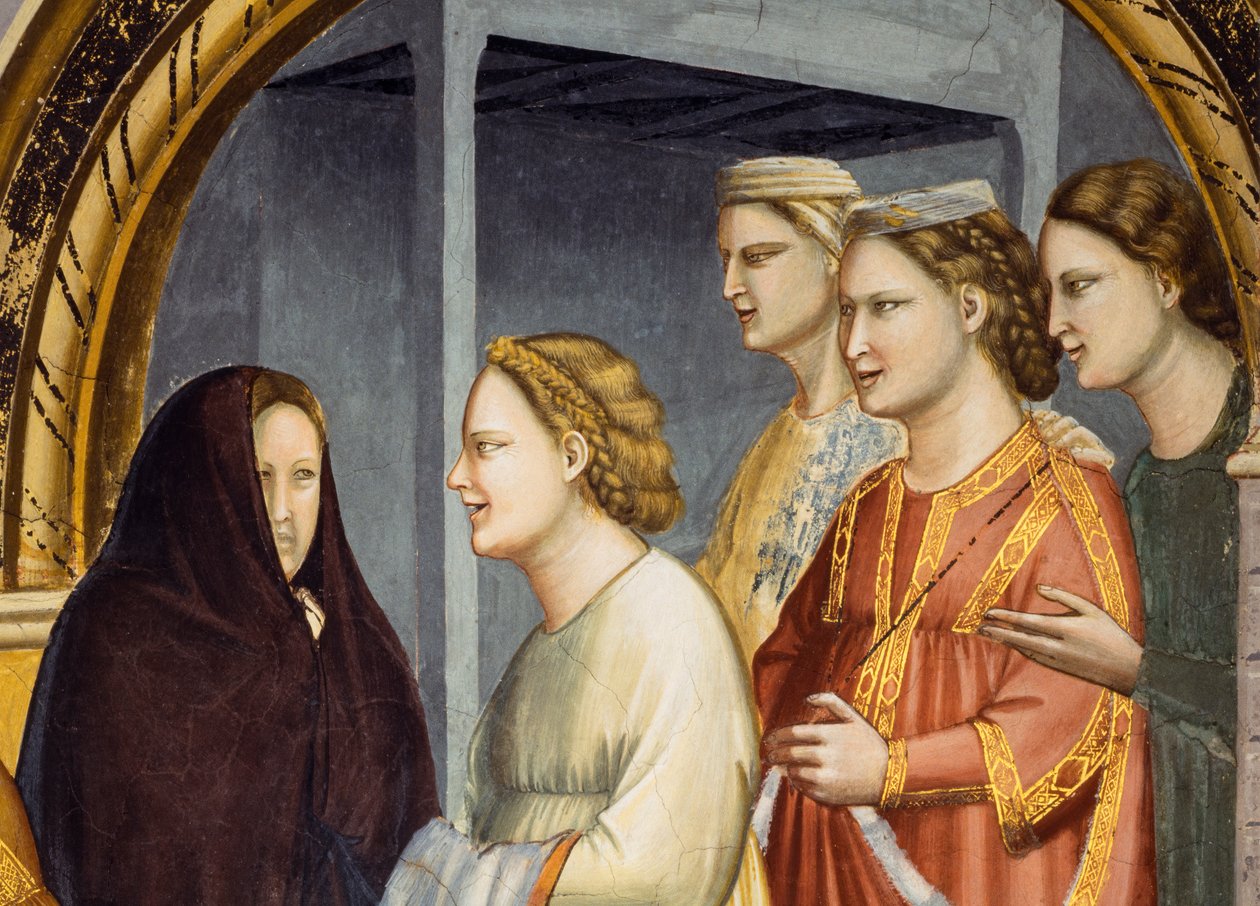 Mötet vid Gyllene porten, ca 1305 (fresco) Porten i Jerusalem, detalj, ca 1305 (fresco) av Giotto (c.1266 1337)