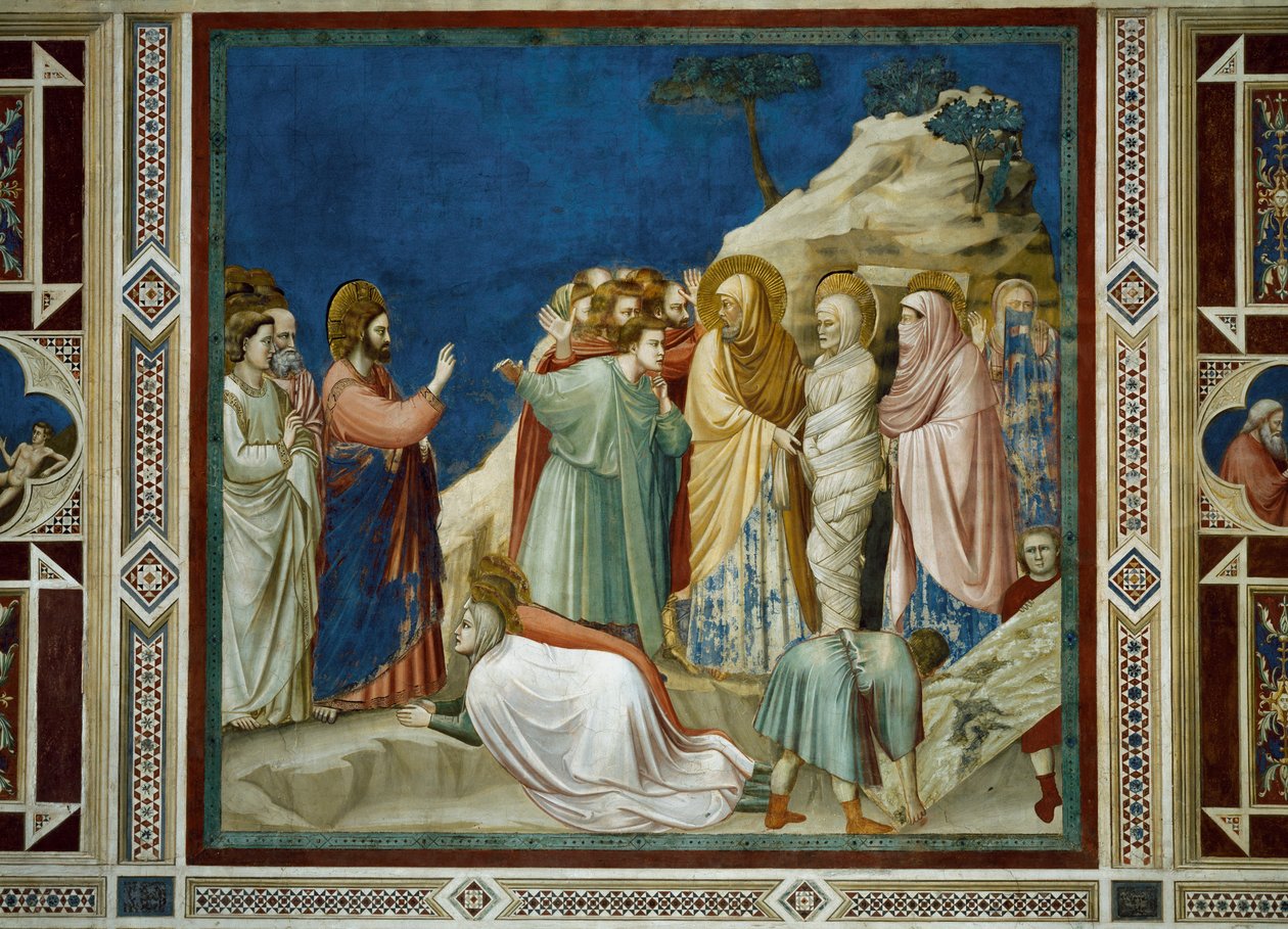 Lazarus uppståndelse, detalj från Kristi liv och lidande, av Giotto av Giotto (c.1266 1337)