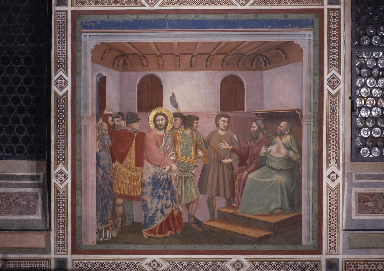 Kristus inför Kajafas (Cristo davanti a Caifa), av Giotto av Giotto (c.1266 1337)