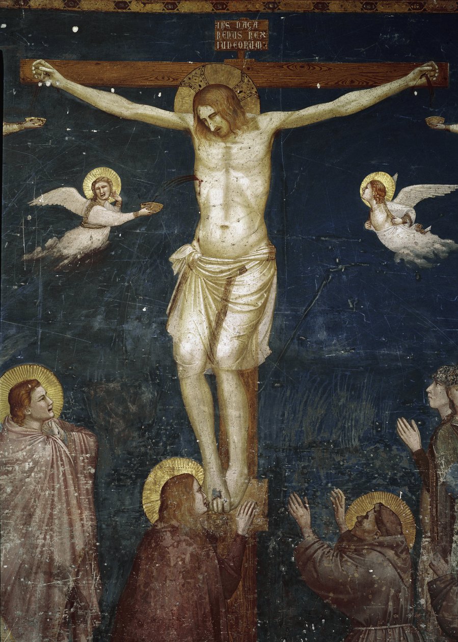 Kristus korsfäst, detalj av korsfästelsen med fem franciskaner - Fresco av Giotto (c.1266 1337)