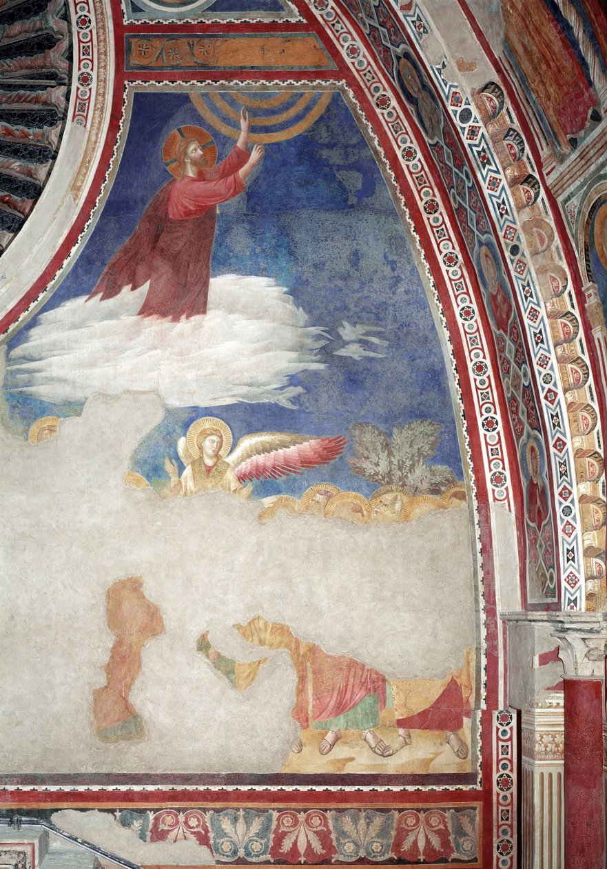 Nya testamentets historia: Kristi himmelsfärd - Fresco av Giotto (c.1266 1337)