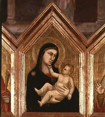 Madonna och barn, från St. Reparata-polyptichon (tempera på panel) (se även 66557-66568) av Giotto (c.1266 1337)