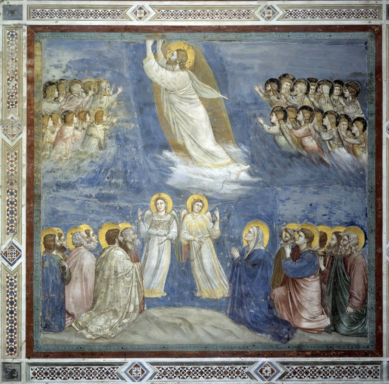 Kristi himmelsfärd. Freskomålning av Giotto di Bondone (1267-1337) av Giotto (c.1266 1337)