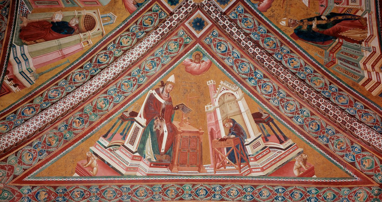 Kyrkans läkare: Påven Gregorius I den store (fresk av Giotto (c.1266 1337)