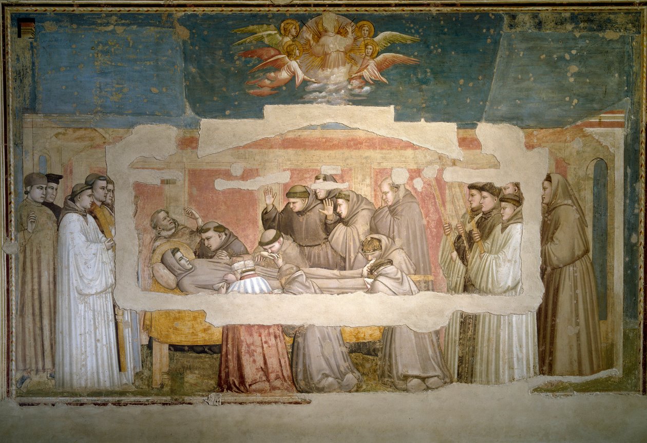 Begravningen av Saint Francois av Assisi. Stigma verifiering. Målning av Giotto di Bondone (1267? 1337) av Giotto (c.1266 1337)