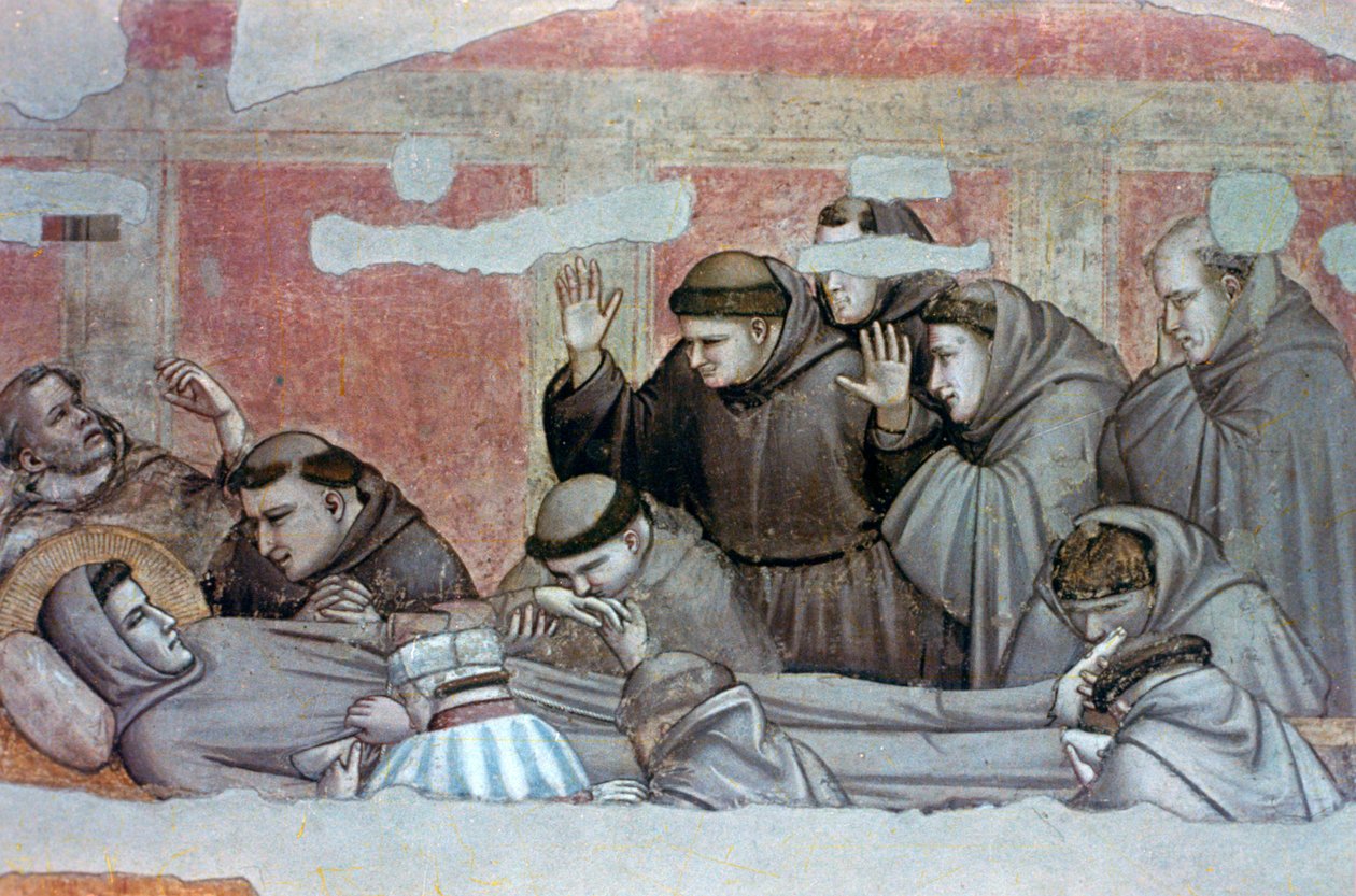 Franciskus död och inspektion av Stigmata, c1320 av Giotto di Bondone
