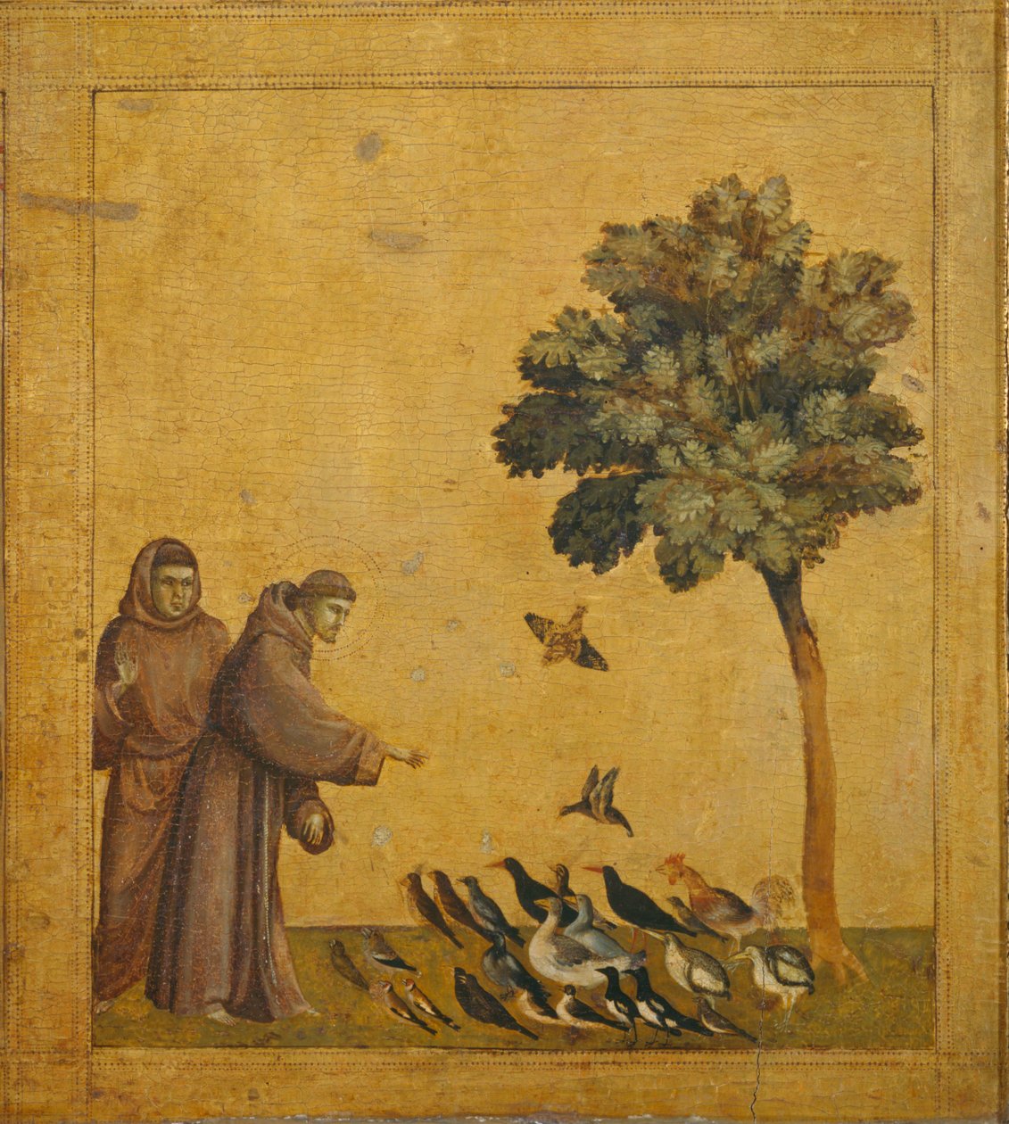 Saint Francois prechant aux oiseaux - Sankt Franciskus predikar för fåglarna ... av Giotto di Bondone (style of)