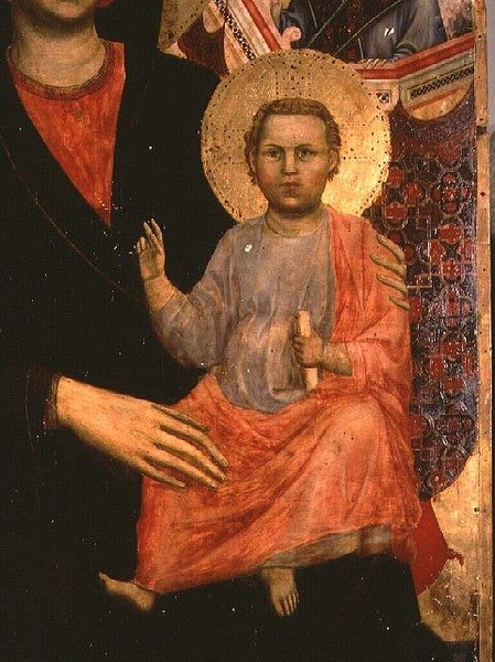 Christ Child från Madonnan och Child Enthroned: av Giotto di Bondone